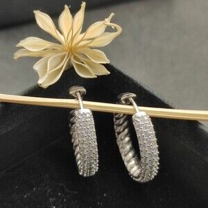 David Yurman silver half-full diamond stud earrings